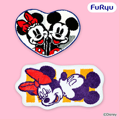 ミッキーマウス＆ミニーマウス　なかよし　ダイカットタフトマット画像